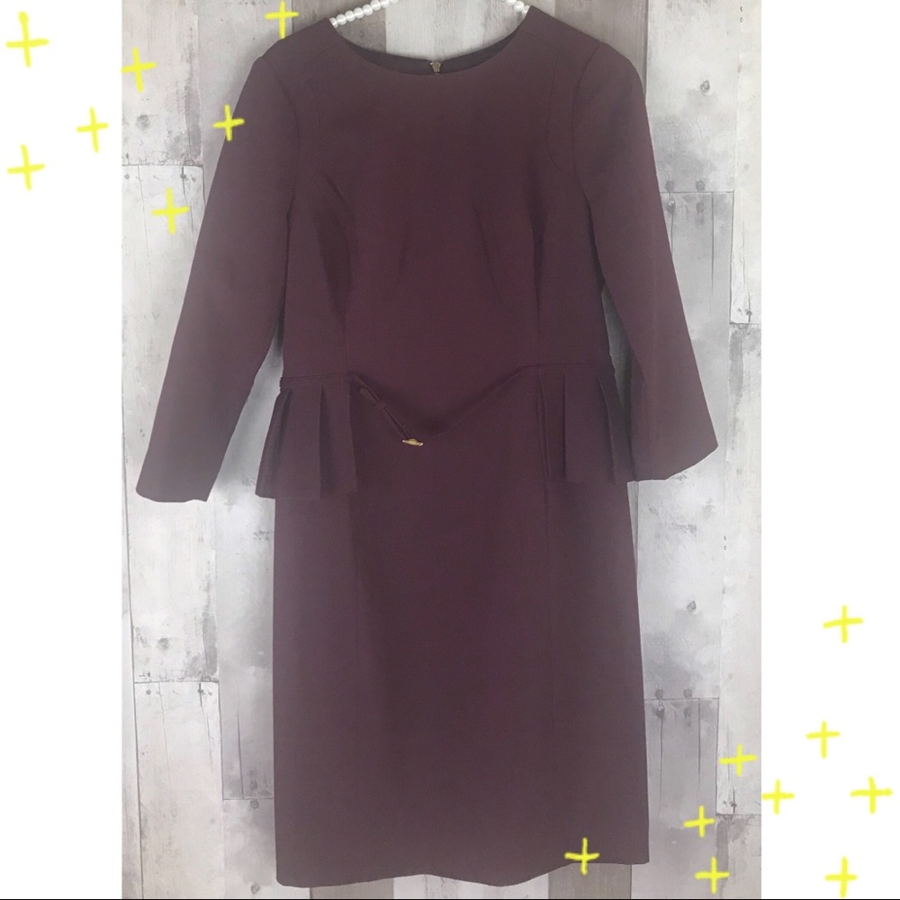 Ivanka Trump plum dress with built in belt size 6